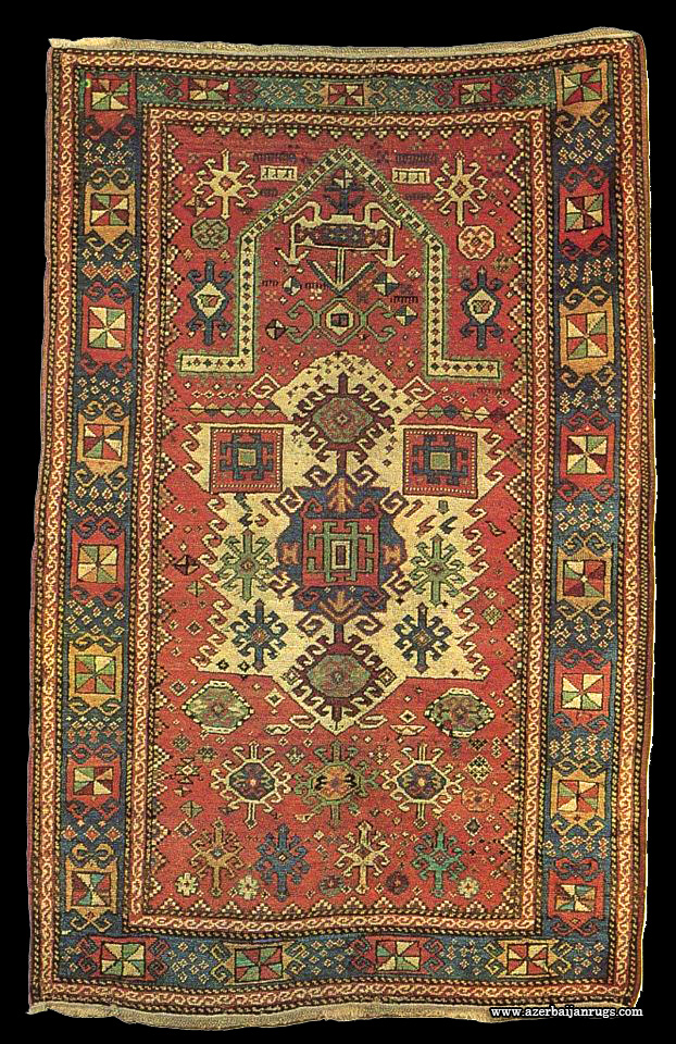 Antique Genje (Gendje) Fakhrali prayer rug. published in Oriental Rug